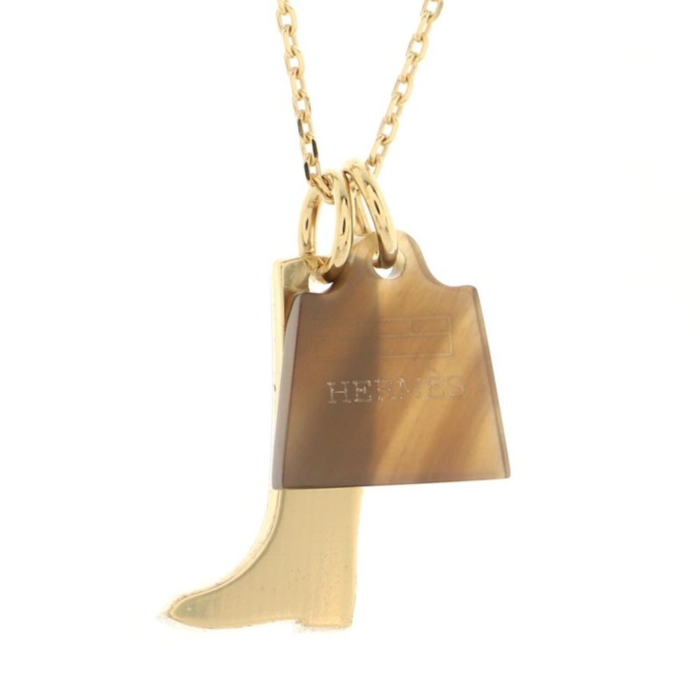 Hermes Amulette Maroquinier Pendant Necklace Metal Small Gold - Picture 4 of 4
